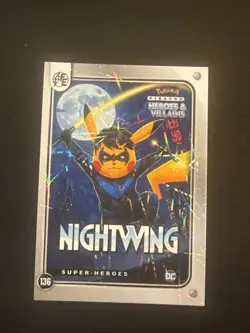 Pokemon Cosplay(Pikachu) Heroes & Villains #136 Nightwing DC Fan Art Card - Image 1