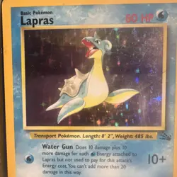 Pokemon Lapras Fossil Holo Card 10/62 1999 Wizards of the Coast TCG - Image 2
