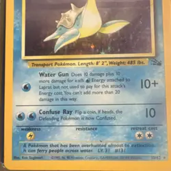 Pokemon Lapras Fossil Holo Card 10/62 1999 Wizards of the Coast TCG - Image 3