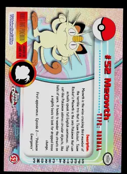 Pokemon Card - Meowth Topps Chrome TV Animation Edition 52 Foil SPECTRA Chrome - Image 2