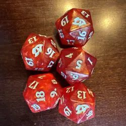 MTG Oversized Spindown Dice D20 Red/teal Lot Of 5 - Image 1