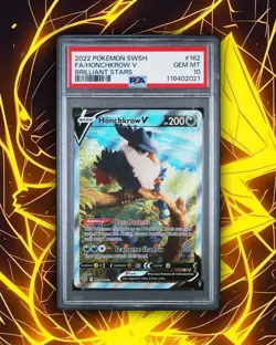 2022 Pokemon Sword & Shield Brilliant Stars #162 FA/HONCHKROW V PSA 10! - Image 1