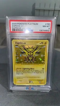 Pokemon 2009 Platinum Supreme Victors Zapdos Holo Card #150 PSA 8 NM MT Swirl 💫 - Image 3