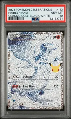 2021 Pokemon Celebrations Classic Collection Full Art/Reshiram 113 - Image 1