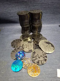 Lot of 99 Official Pokemon TCG Coins (Mix Of 4 Regular and 95 Jumbo)! - Image 1