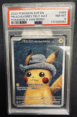 2023 Pokemon SV Black Star Promo Van Gogh Pikachu With Grey Felt Hat #85 PSA 8 - Image 1