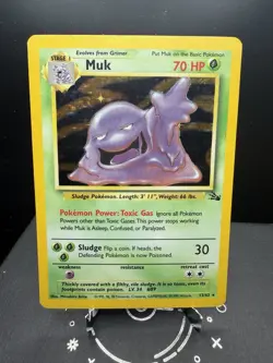 Pokemon TCG WOTC Fossil Muk 13/62 Holo Rare Unlimited HP - Image 1