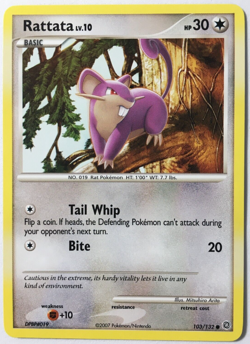POKEMON RATTATA LV.10 103/132 D&P SECRET WONDERS COMMON NEAR MINT - Image 1