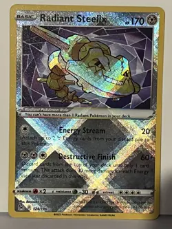 Radiant Steelix Reverse Holo 124/196 SWSH11: Lost Origin NM Pokemon Fast Ship - Image 1