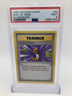 1999 Pokemon Base Set Shadowless Gust Of Wind Trainer 93/102 PSA 9 Mint - Image 1