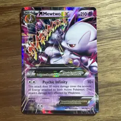 Pokemon M Mega Mewtwo EX Ultra Rare Holo TCG Card 64/162 XY Breakthrough - Image 1