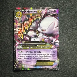 Pokemon M Mega Mewtwo EX Ultra Rare Holo TCG Card 64/162 XY Breakthrough - NM - Image 1