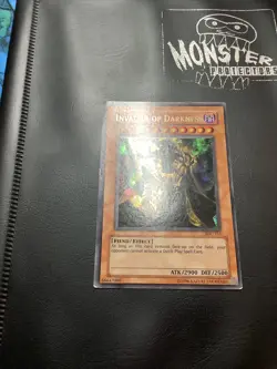 YUGIOH INVADER OF DARKNESS SECRET RARE IOC-111 PLAYED - Image 2