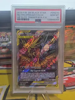 Pokemon PSA 10 Gem Mint SM Promo Tag Team Moltres & Zapdos & Articuno GX SM210 - Image 1