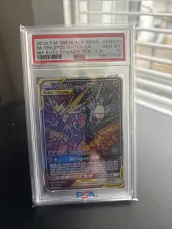 PSA Graded 2019 Pokemon Moltres Zapdos Articuno GX #SM210 Gem Mint 10 - Image 1