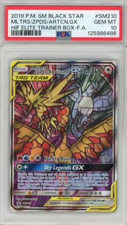 PSA GEM Mint 10 Moltres & Zapdos & Articuno GX - SM210 Sm Holo - Image 1