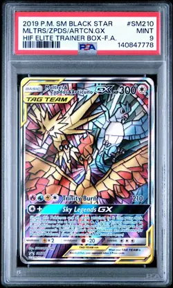 2019 POKEMON SM BLACK STAR PROMO FULL ART/MOLTRES & ZAPDOS & ARTICUNO GX PSA 9 - Image 1