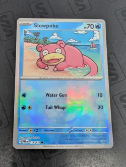 2025 Pokemon SV Prismatic Evolutions Slowpoke Reverse Holo Master Ball #018/131 - Image 1