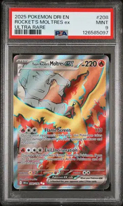 2025 POKEMON DRI EN-DESTINED RIVALS ULTRA RARE TEAM ROCKET'S MOLTRES EX PSA 9 - Image 1