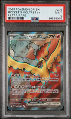 2025 POKEMON DRI EN-DESTINED RIVALS ULTRA RARE TEAM ROCKET'S MOLTRES EX PSA 9 - Image 1