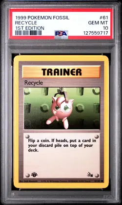 1999 POKEMON FOSSIL 1ST ED #61 RECYCLE PSA 10 - Image 1