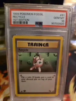 1999 POKEMON FOSSIL 1ST ED #61 RECYCLE PSA 10 - Image 1