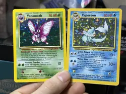 Vaporeon 12/64 Venomoth 13/64 Jungle 1999 Holo Vintage Pokemon Card Lot WOTC - Image 1