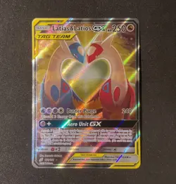 2019 POKEMON SUN & MOON TEAM UP #170 FULL ART/LATIAS & LATIOS GX - Image 1