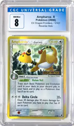 2006 Pokemon Dragon Frontiers EX Ampharos Reverse Holo Delta Species 1/101 CGC 8 - Image 1