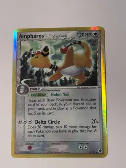 Pokemon Card Ampharos 1/101 Delta Species Dragon Frontiers Rare Reverse Holo LP - Image 1