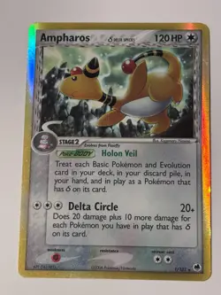 Pokemon Card Ampharos 1/101 Delta Species Dragon Frontiers Rare Reverse Holo LP - Image 5