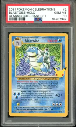 2021 Pokemon Classic Collection Celebrations 2/102 Blastoise Holo PSA 10 - Image 1