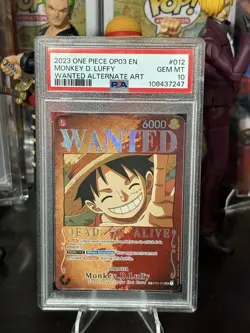 One Piece Monkey D. Luffy Pillars of Strength OP03 Wanted Poster ST01-012 PSA 10 - Image 1