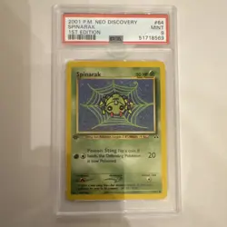 Pokemon Spinarak 64/75 Neo Discovery 1st Edition Regular PSA 9 Graded Card - Image 1