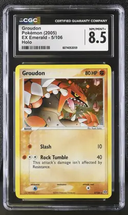 CGC 8.5 Groudon 2005 EX Emerald 5/106 Holo Pokemon Card - Image 1