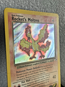 Rocket’s Moltres 12/132 Holo Gym Heroes WOTC Pokemon Card Strong LP - Image 3
