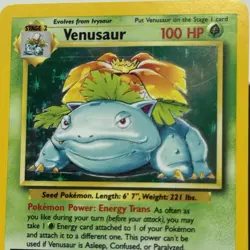 Venusaur #15/102 LP Base Set Unlimited Holo WotC Vintage Pokemon TCG Card - Image 3