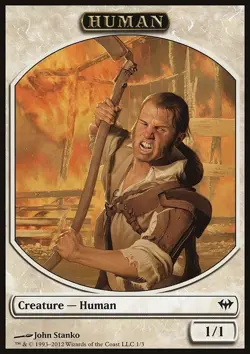 MTG Magic the Gathering Token - Human (1/175) Dark Ascension LP - Image 1