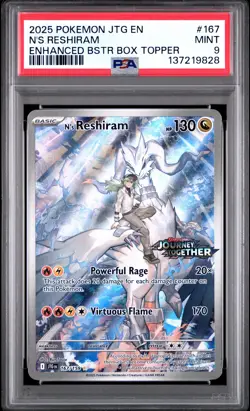 2025 POKEMON JTG EN-JOURNEY TOGETHER #167 N'S RESHIRAM PSA 9 - Image 1