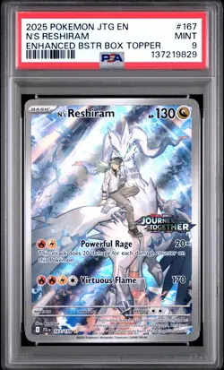 2025 POKEMON JTG EN-JOURNEY TOGETHER #167 N'S RESHIRAM PSA 9 - Image 1