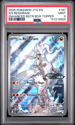 2025 POKEMON JTG EN-JOURNEY TOGETHER #167 N'S RESHIRAM PSA 9 - Image 1