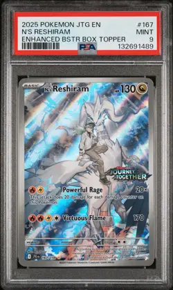 2025 POKEMON JTG EN-JOURNEY TOGETHER #167 N'S RESHIRAM PSA 9 - Image 1