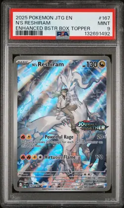 2025 POKEMON JTG EN-JOURNEY TOGETHER #167 N'S RESHIRAM PSA 9 - Image 1