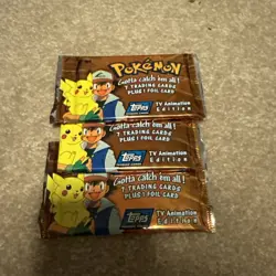 Lot of 3 Pokemon Topps Trading Cards TV Animation Edition: Series 1 Sealed Packs - Image 1