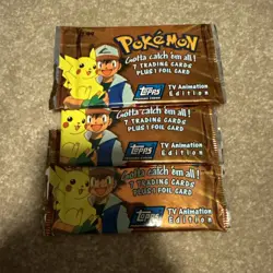 Lot of 3 Pokemon Topps Trading Cards TV Animation Edition: Series 1 Sealed Packs - Image 2