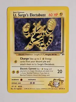 Pokemon Lt. Surge's Electabuzz 27/132 Gym Heroes 2000 Rare Regular 60 HP TCG - Image 1