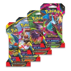 Pokemon Mega Evolution Phantasmal Flames 4x Sleeved Booster Pack Art Set - Image 1