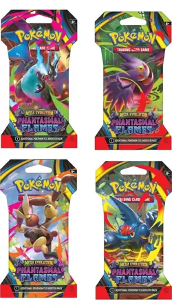 Pokemon Mega Evolution Phantasmal Flames 4x Sleeved Booster Pack Art Set - Image 2