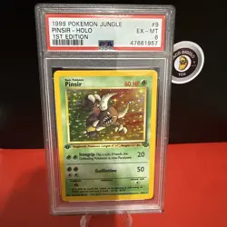 1999 Pokemon Jungle 1st Edition Pinsir Holo #9 PSA 6 EX-MT WOTC Vintage 🛡 - Image 1