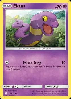 Pokemon Ekans (36/78) Shining Legends LP REVERSE HOLO - Image 1
